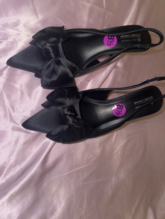 NWT Call It Spring Black Bow Coquette Pointed-Toe Slingback Heels - Picture 3 of 6